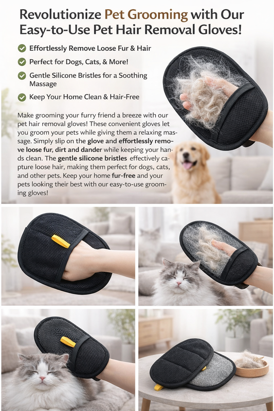 POLOXIME Pet Hair Removal Gloves (Pack of 2)