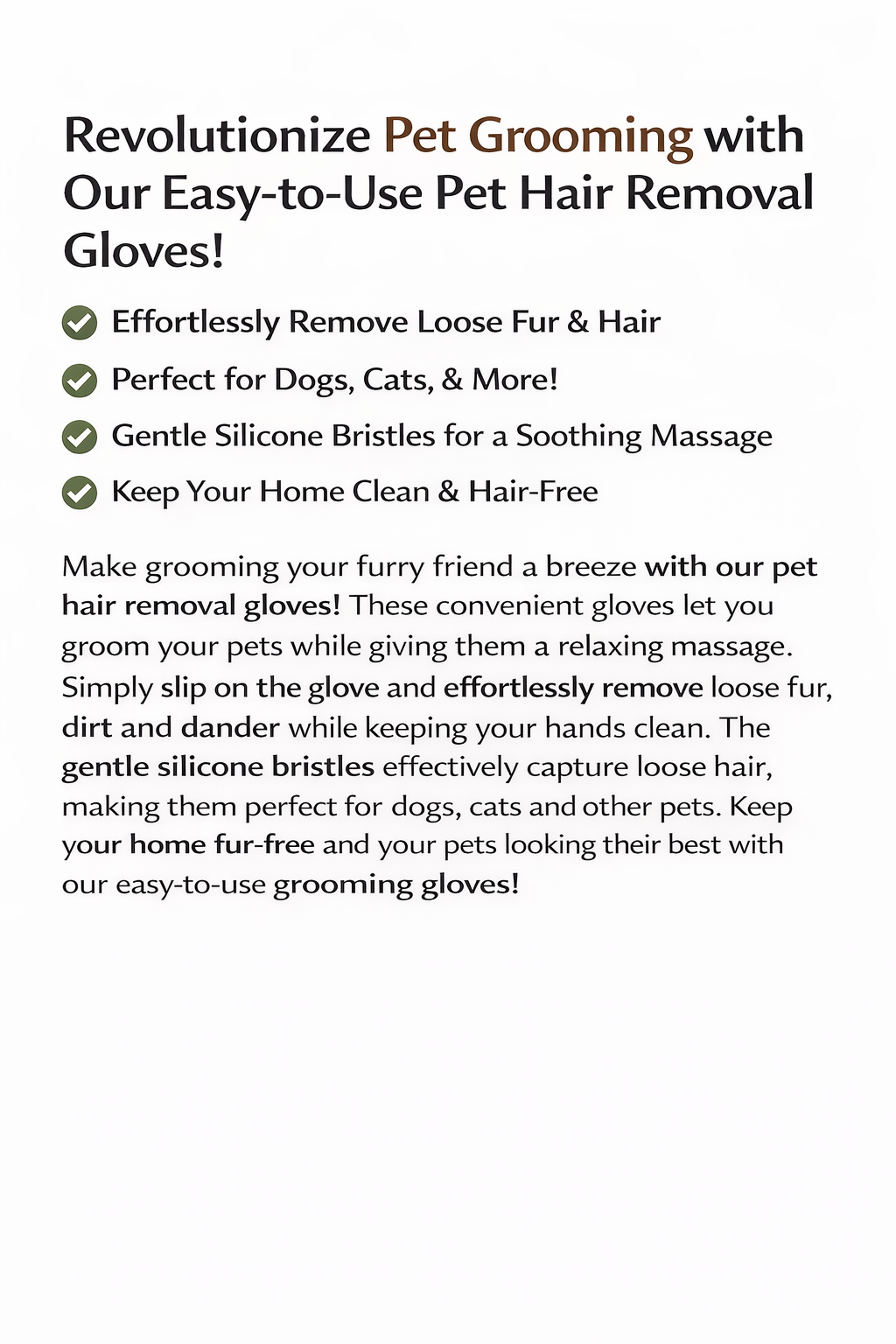 POLOXIME Pet Hair Removal Gloves (Pack of 2)